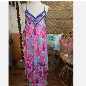 LILLY PULITZER Rene Silk Maxi Dress Jam Out Handkerchief Size M New NO TAGS